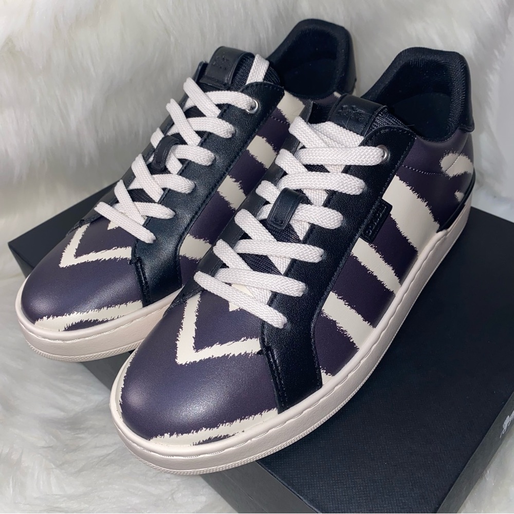 Coach size 9 woman sneakers Zebra print New in box